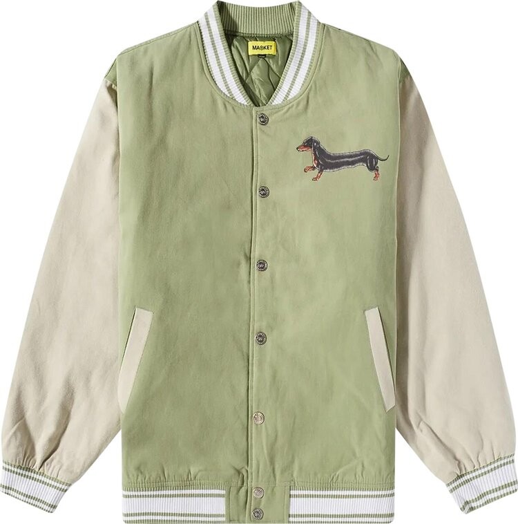 

Куртка Market Long Bois Varsity Jacket 'Tea/Coconut', зеленый