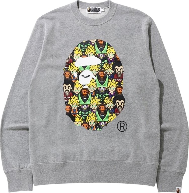 

Толстовка BAPE x Dragon Ball Z Baby Milo Big Ape Head Crewneck 'Grey', серый