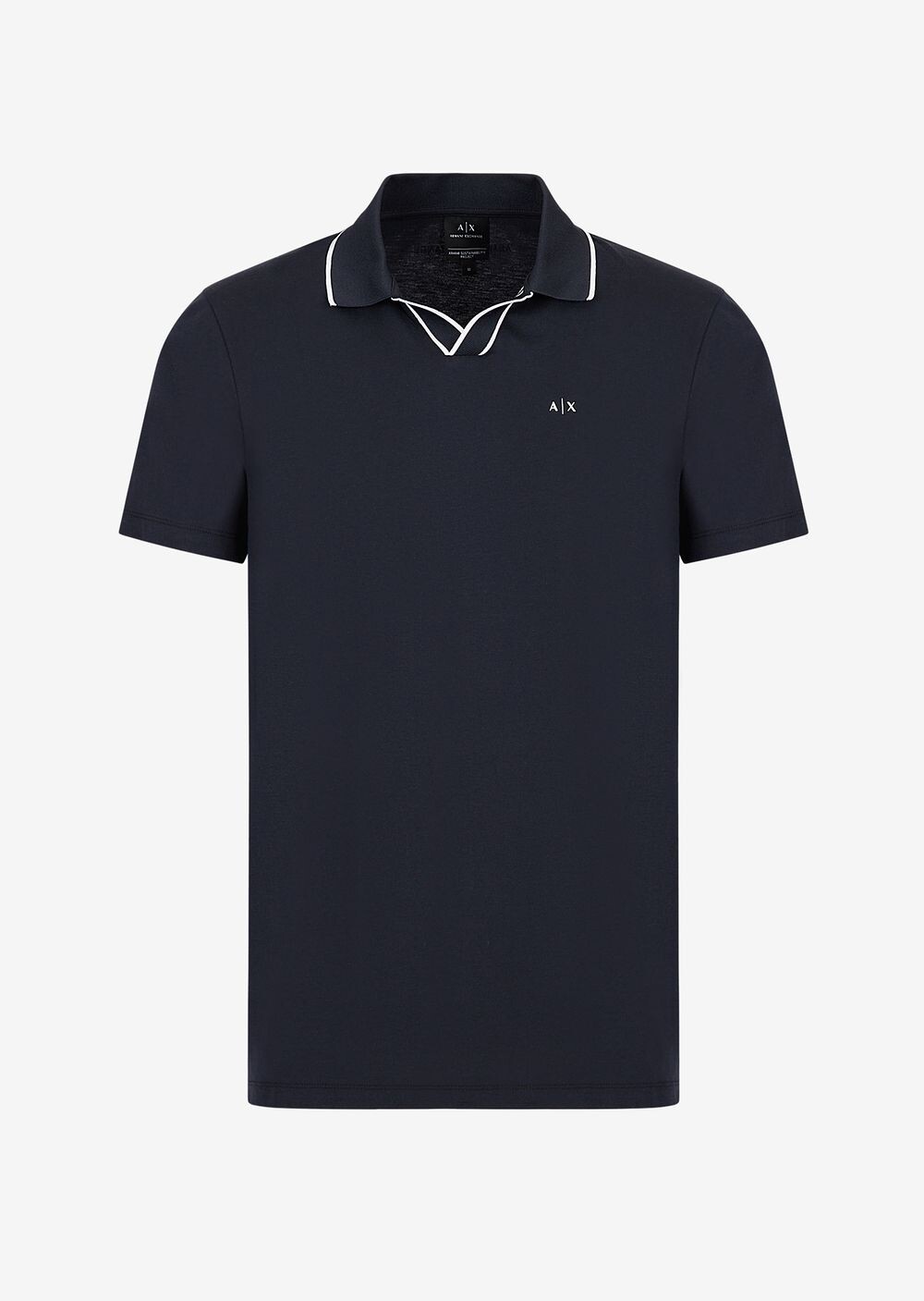 

Рубашка-поло из органического джерси и хлопка Armani Exchange, синий