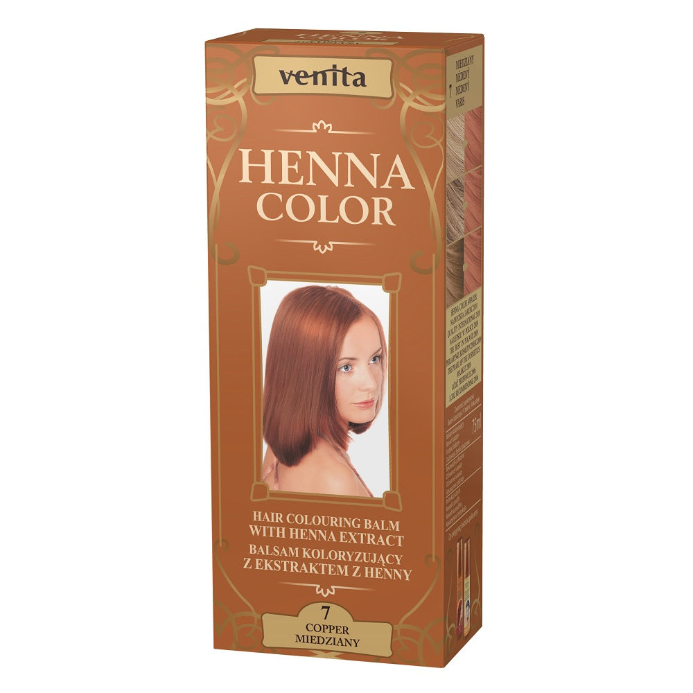 цена Venita Красящий бальзам Henna Color с экстрактом хны 7 Медь 75мл