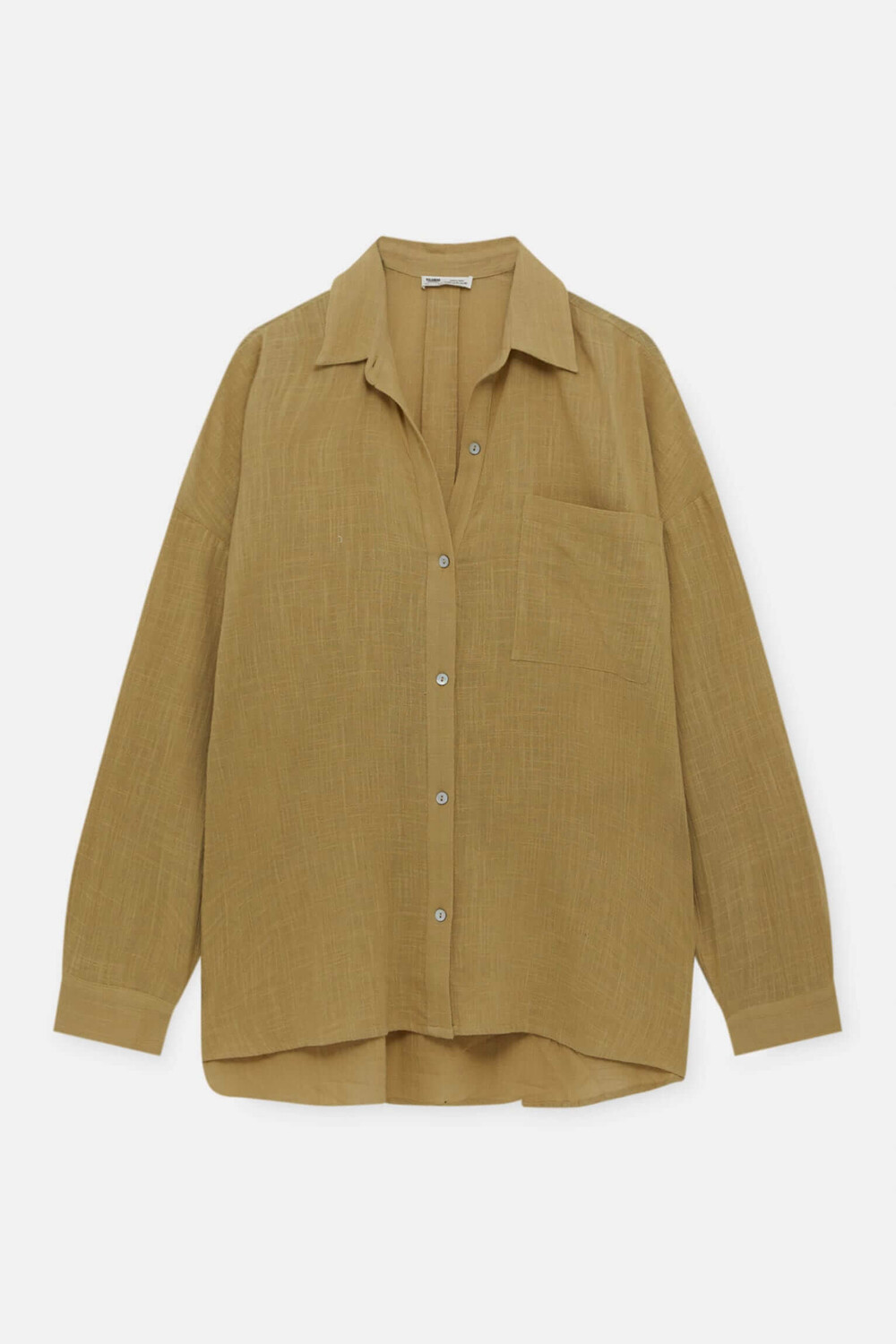 

Рубашка Pull&Bear Rustic Oversized, коричнево-зеленый