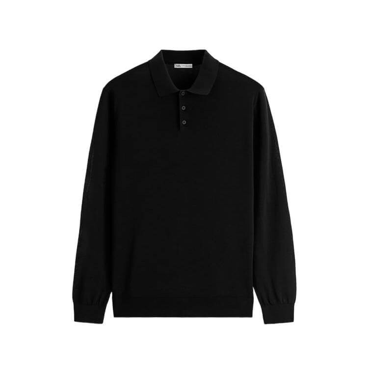 

Поло Zara Cotton And Silk Knit Shirt, черный