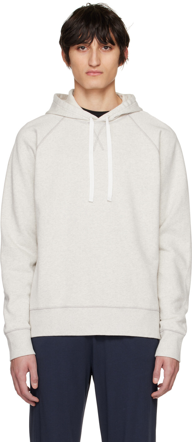 

Худи Off-White с контрастной отстрочкой Sunspel, Серый