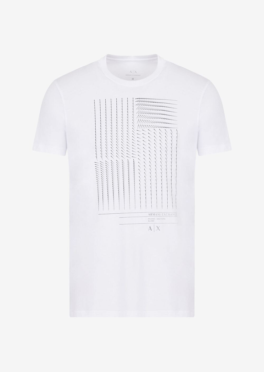 

Приталенная футболка из хлопкового джерси стрейч с логотипом Armani Exchange, белый
