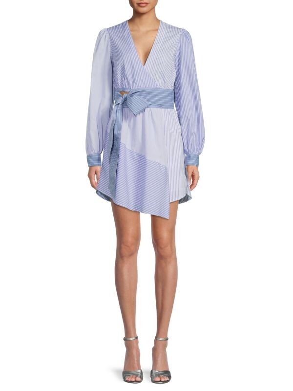 

Хлопковое мини-платье в полоску с драгоценными камнями Bailey 44 Blue