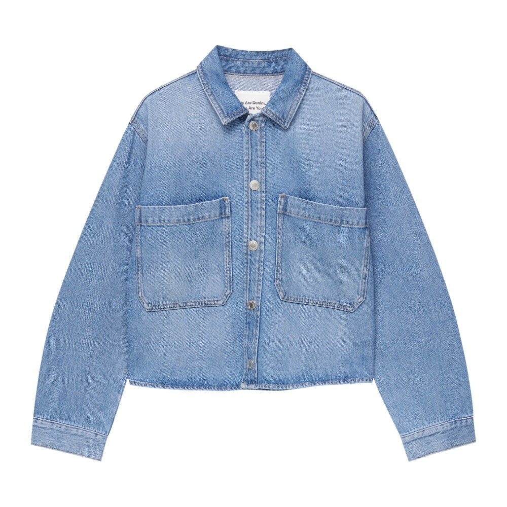 

Джинсовая рубашка Pull&Bear Cropped With Pockets, синий