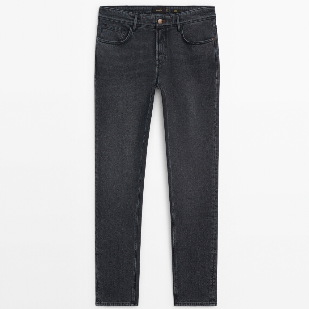 Джинсы Massimo Dutti Tapered Fit, темно-серый/черный джинсовые брюки massimo dutti tapered fit needlecord темно синий