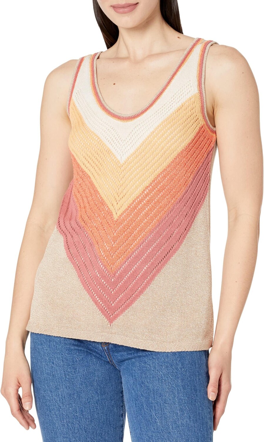

Топ NIC+ZOE Sun Ray Crochet Tank, цвет Orange Multi