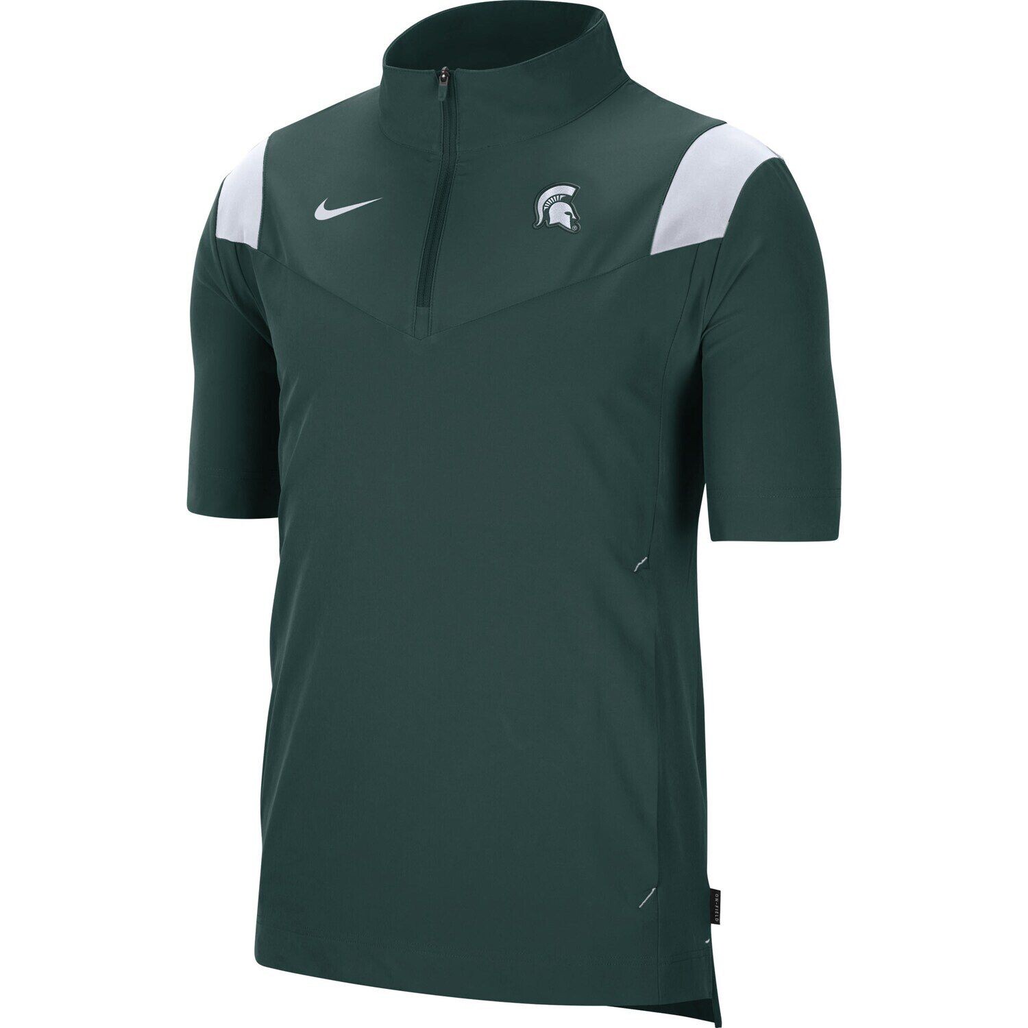 

Мужская зеленая куртка Michigan State Spartans 2021 Coaches с коротким рукавом и молнией до четверти Nike, Зеленый