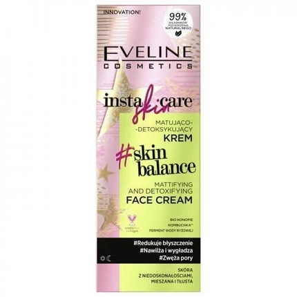 Eveline Cosmetics Insta Skin Care Матирующий детокс-крем, New уход за лицом eveline крем детокс для лица insta skin care матирующий