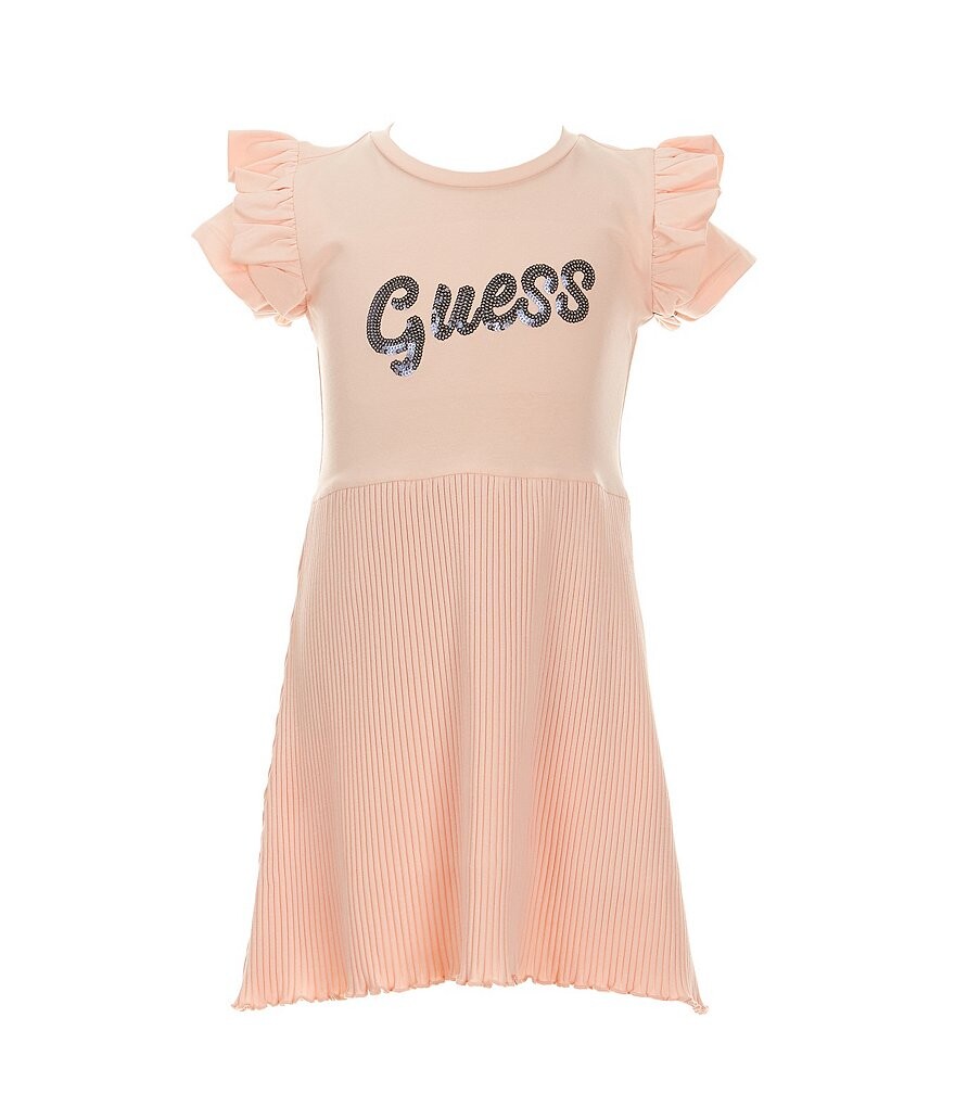 

Платье Guess с короткими рукавами для маленьких девочек 2T-7, розовый