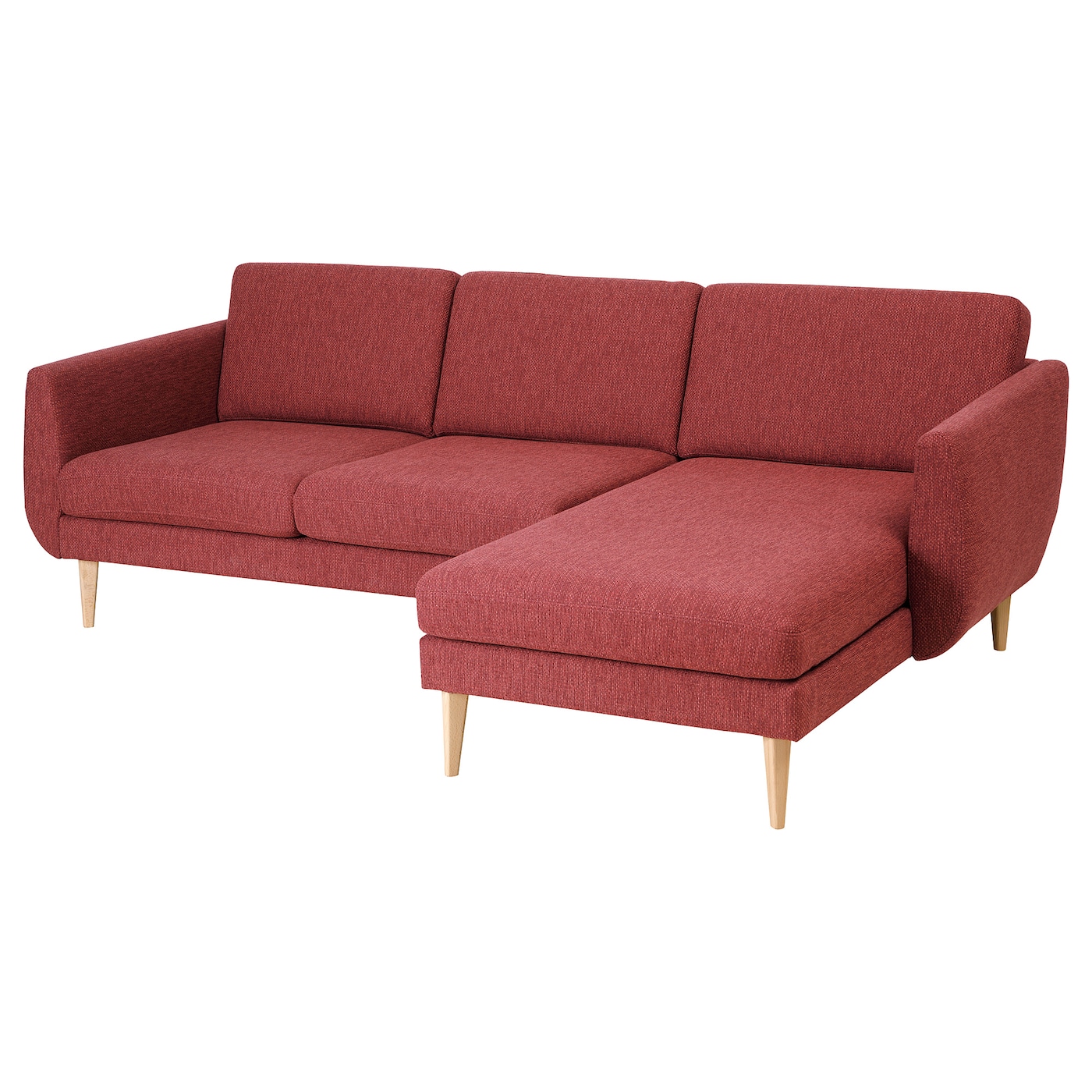 СМЕДСТОРП 3-местный диван + диван, Лейде/красный/коричневый дуб SMEDSTORP IKEA