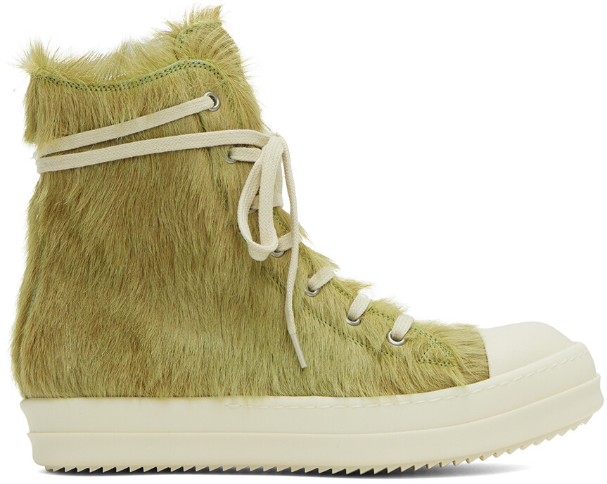 

Зеленые кожаные кроссовки Rick Owens