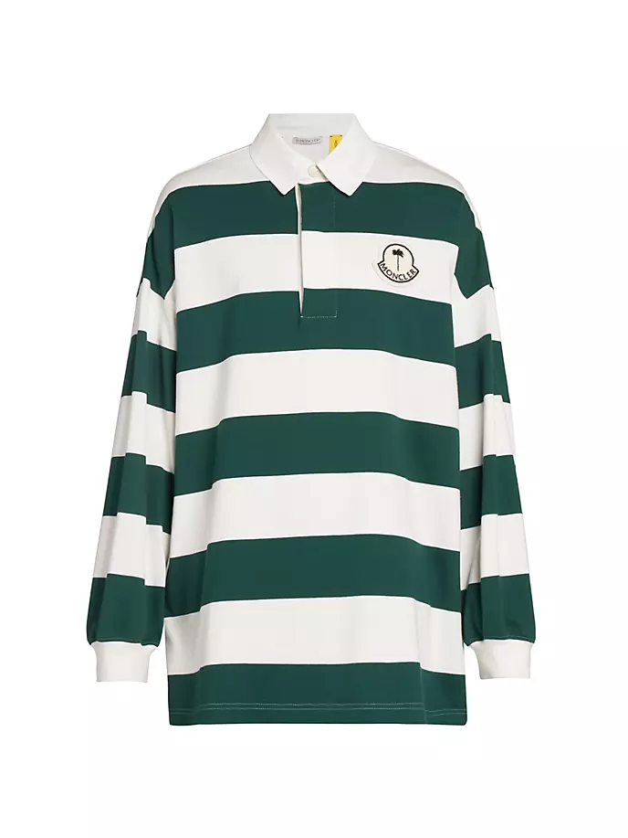 

Полосатая рубашка-поло с длинными рукавами Moncler x Palm Angels Moncler Genius, цвет green white stripe