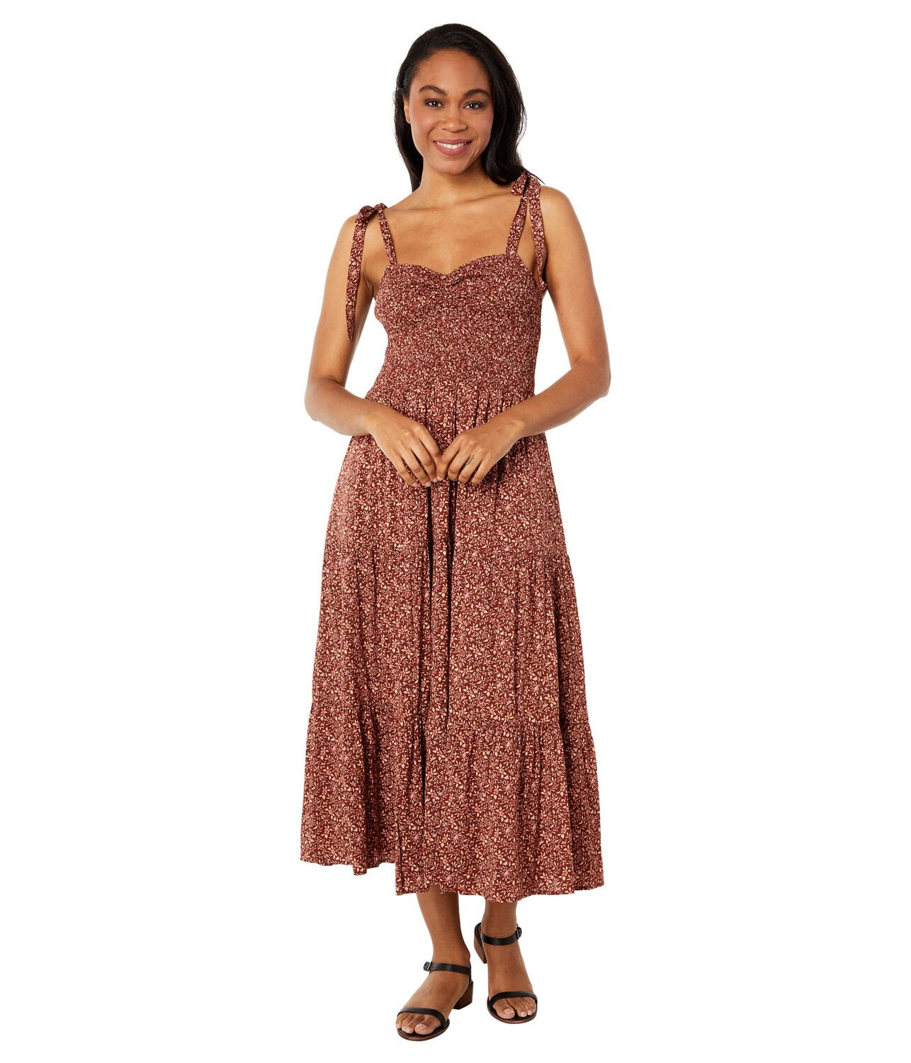 

Платье Madewell, Lucie Tie-Strap Tiered Midi Dress in Florentine Floral