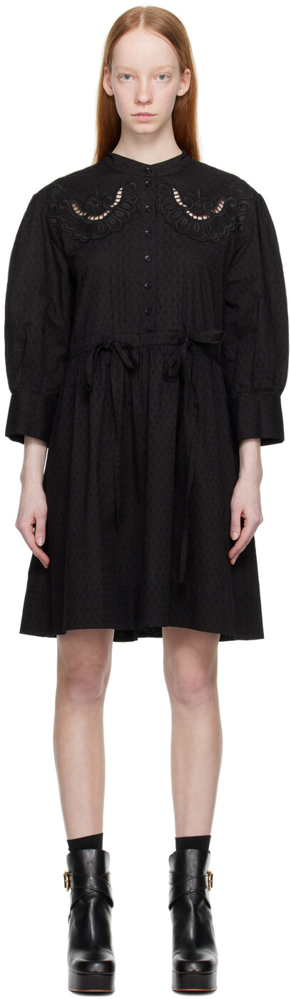 

Черное мини-платье с вышивкой See by Chloé
