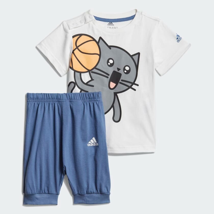 

Детский комплект Adidas Training Cat Summer, 2 предмета, белый/голубой/мультиколор