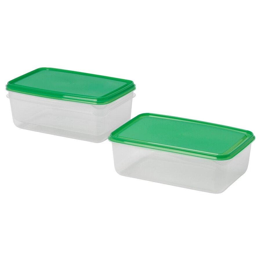 цена Набор контейнеров Ikea Break Food Storage With A Lid, прозрачный, зеленый, 1.9 л, 3 шт
