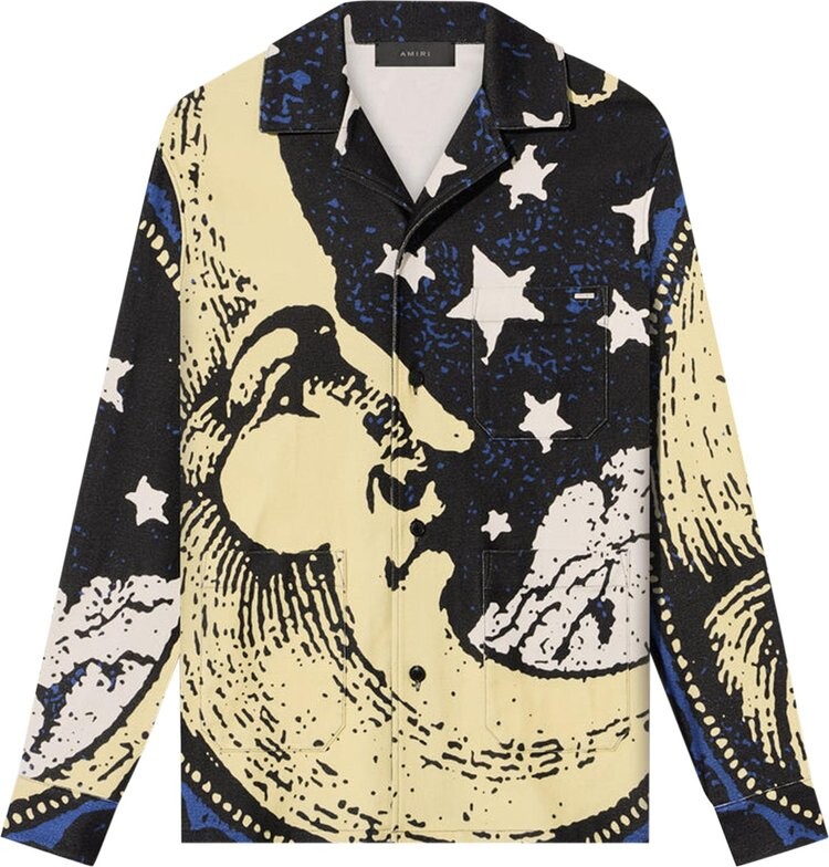

Рубашка Amiri Crescent Moon Face Long-Sleeve Pajama Shirt 'Multicolor', разноцветный