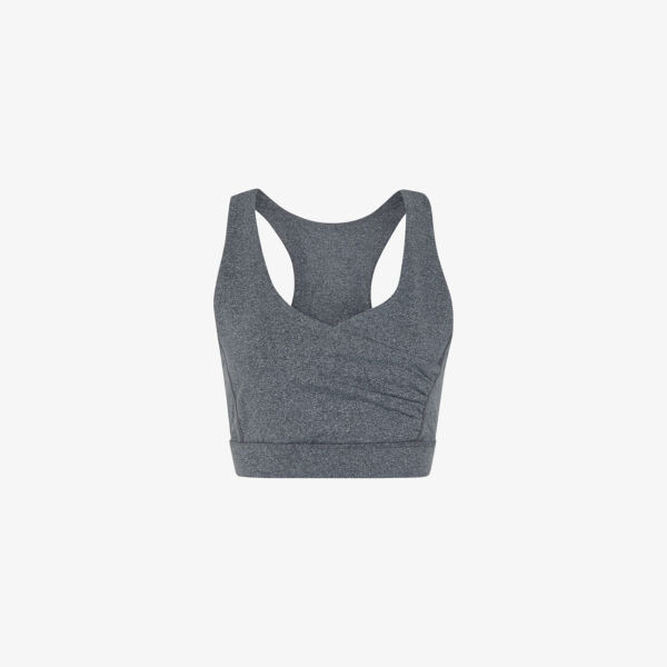 

Спортивный бюстгальтер из эластичного переработанного полиэстера с запахом спереди Whistles, серый