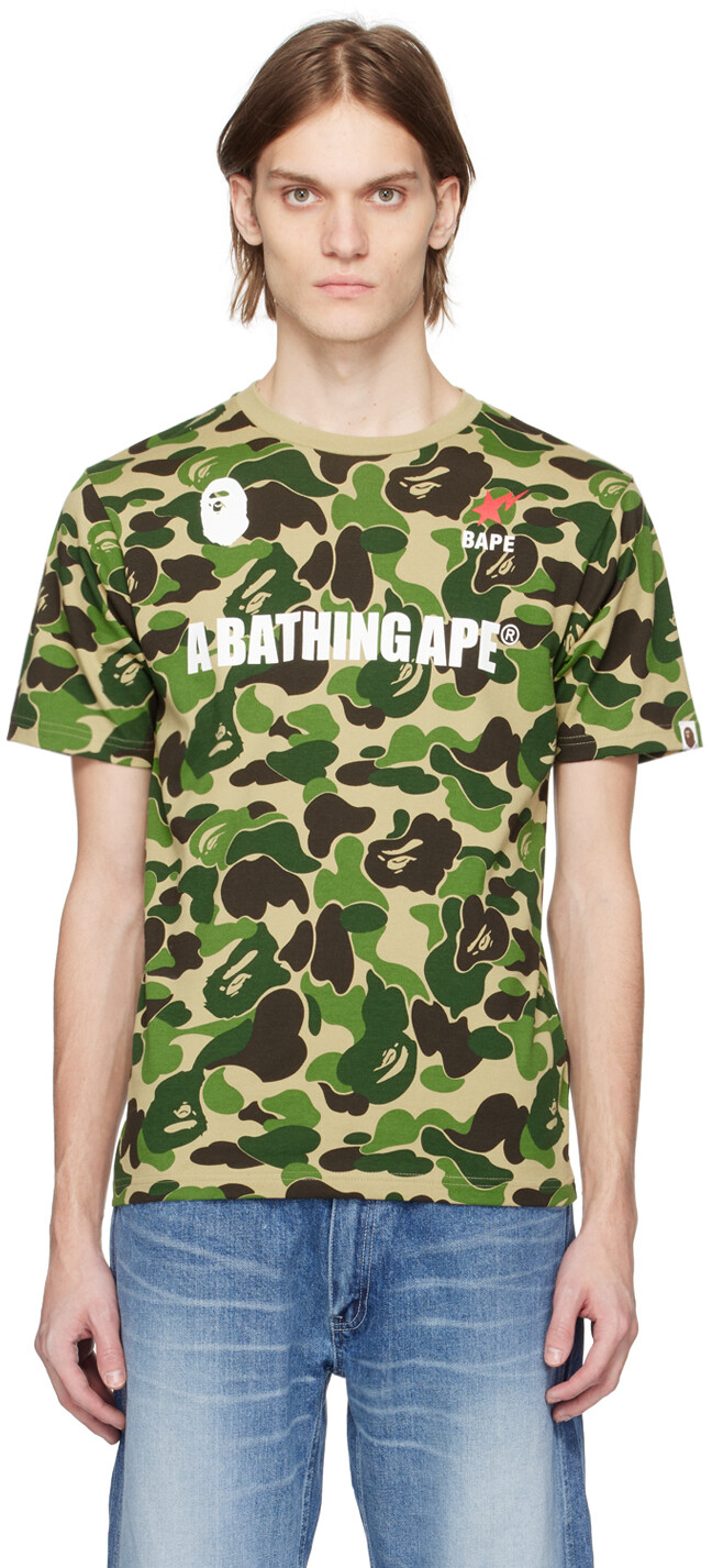 

Зеленая футболка с камуфляжным принтом Big ABC BAPE