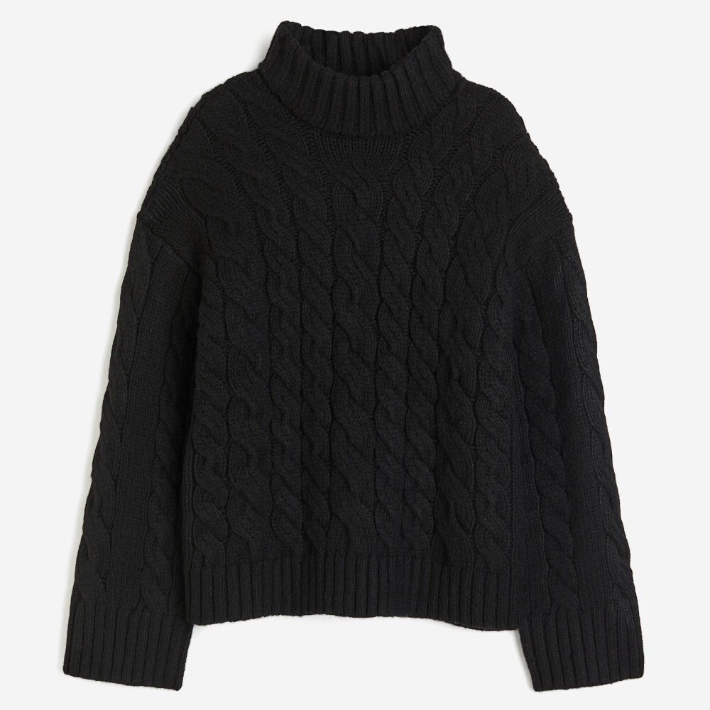 

Свитер H&M Cable-knit Mock Turtleneck, черный