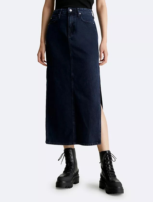 

Джинсовая юбка Calvin Klein Maxi, темно-синий