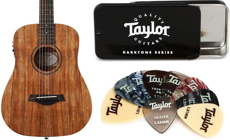 

Электроакустическая гитара Taylor Baby Taylor BTe-Koa — комплект Natural Koa с жестяным медиатором серии Taylor DarkTone FB01005016001751000=1 2600=1
