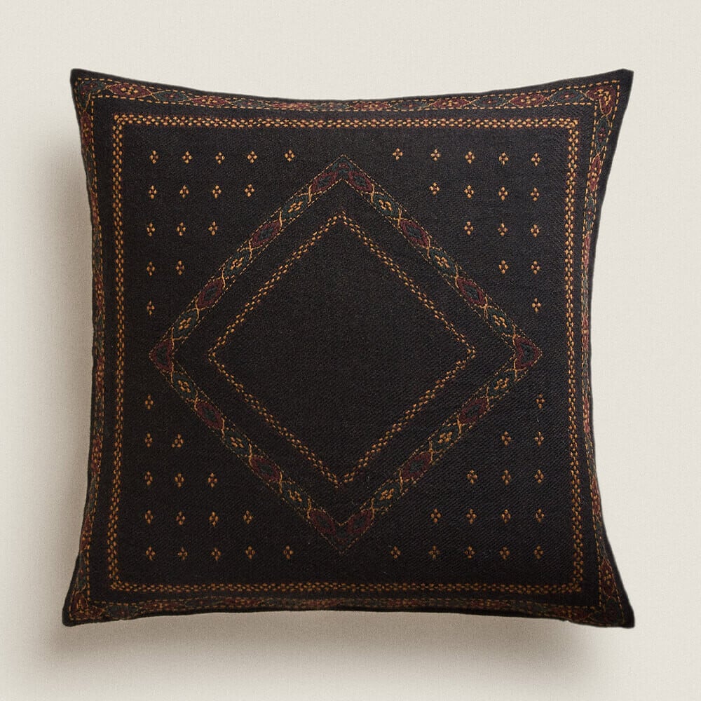 

Чехол для подушки Zara Home Geometric Jacquard, чёрный