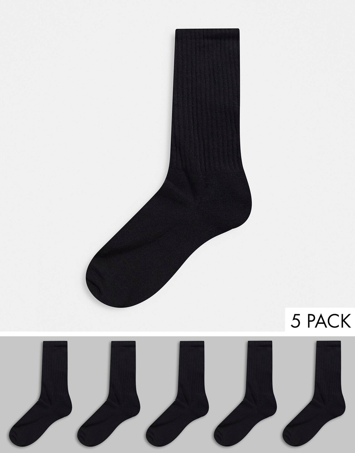 

Набор из 5 черных спортивных носков с махровой подошвой ASOS DESIGN