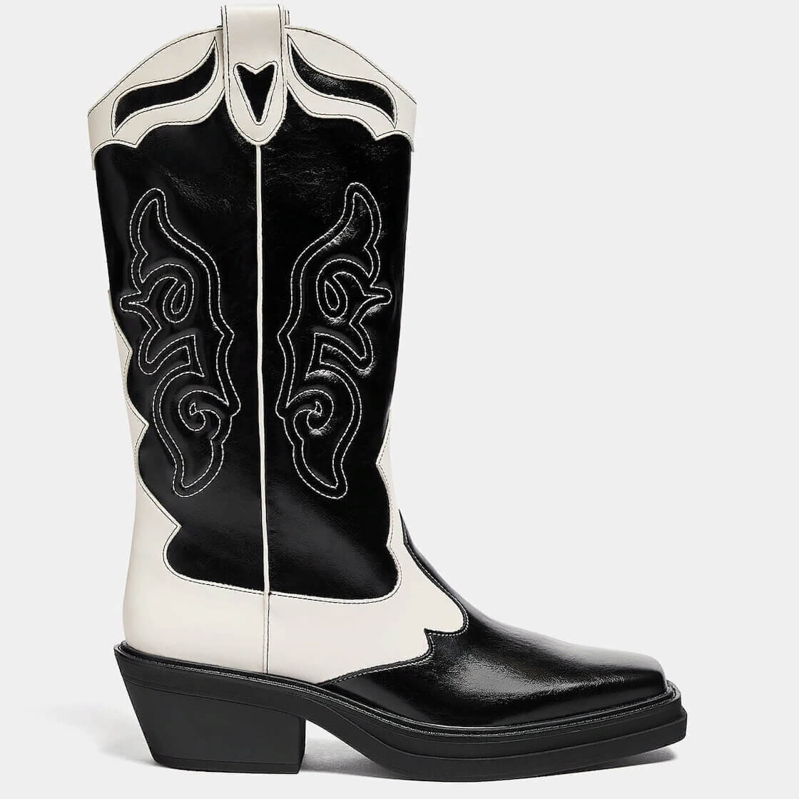 

Сапоги Pull&Bear Embellished Cowboy, черный/белый