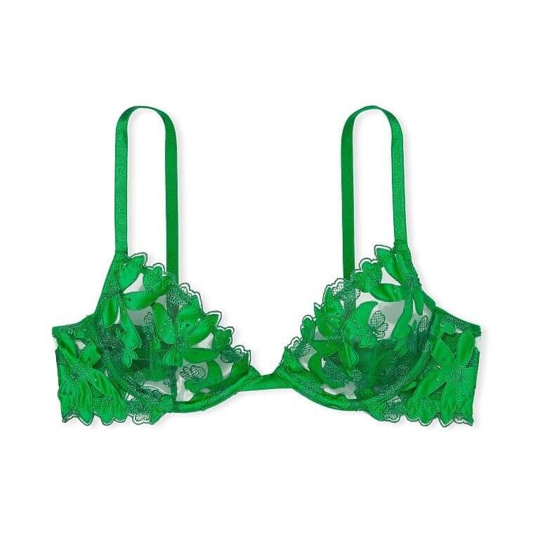 

Бюстгальтер Victoria's Secret Very Sexy Unlined Floral Embroidered Demi, зеленый