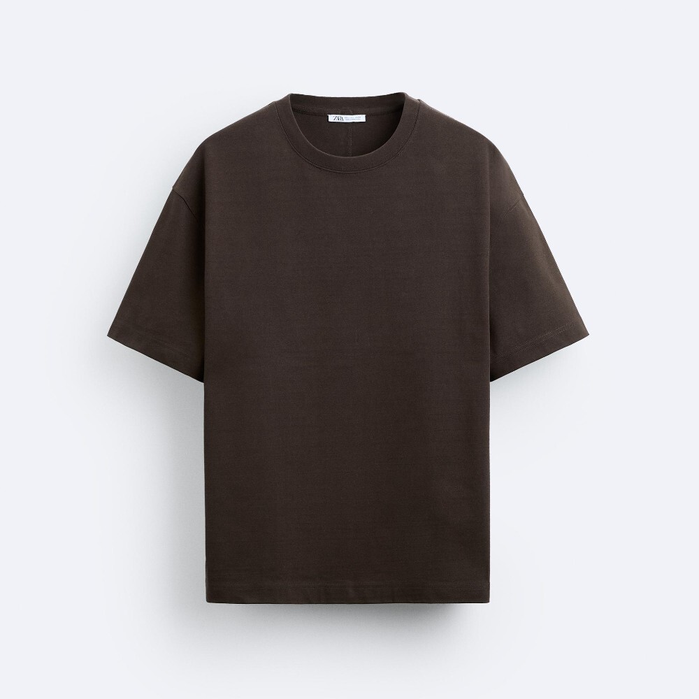 

Футболка Zara Extra Heavy Weight, темно-коричневый