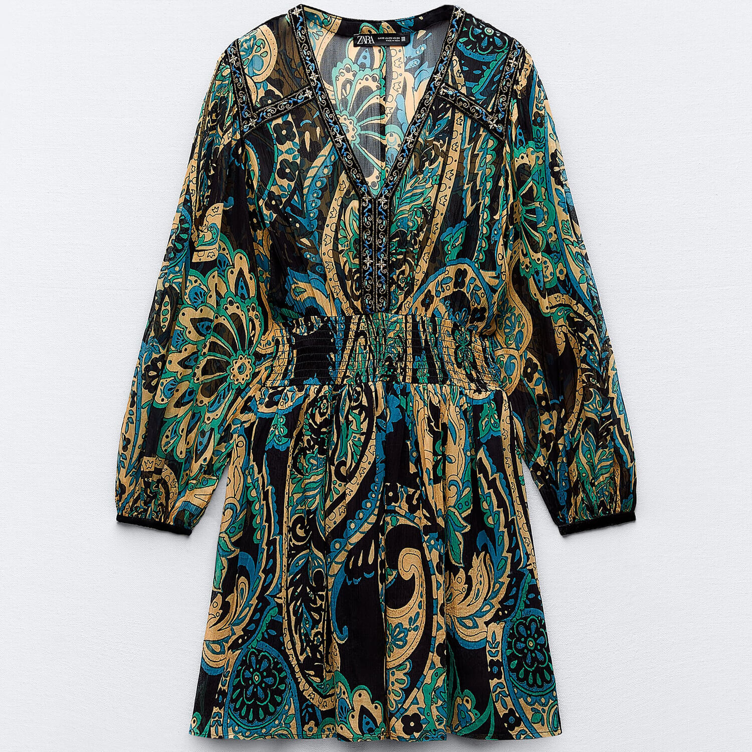 

Платье Zara Printed Short With Contrast Piping, мультиколор