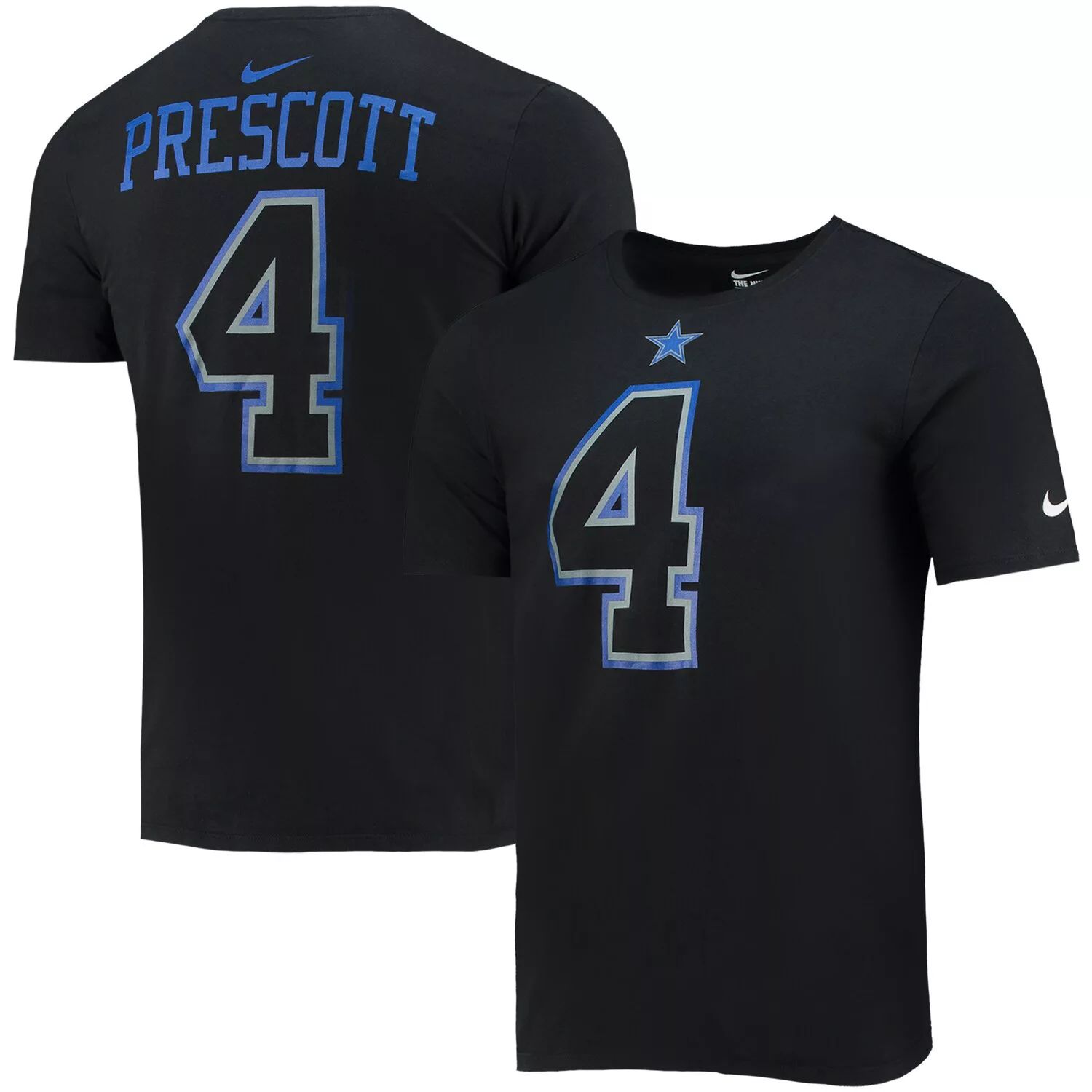 Мужская черная футболка с именем и номером Nike Dak Prescott Dallas Cowboys