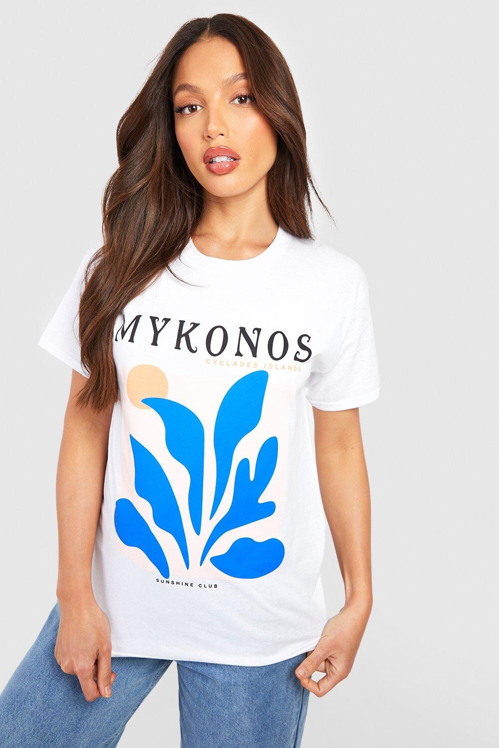 

Футболка с графикой tall mykonos Boohoo, белый