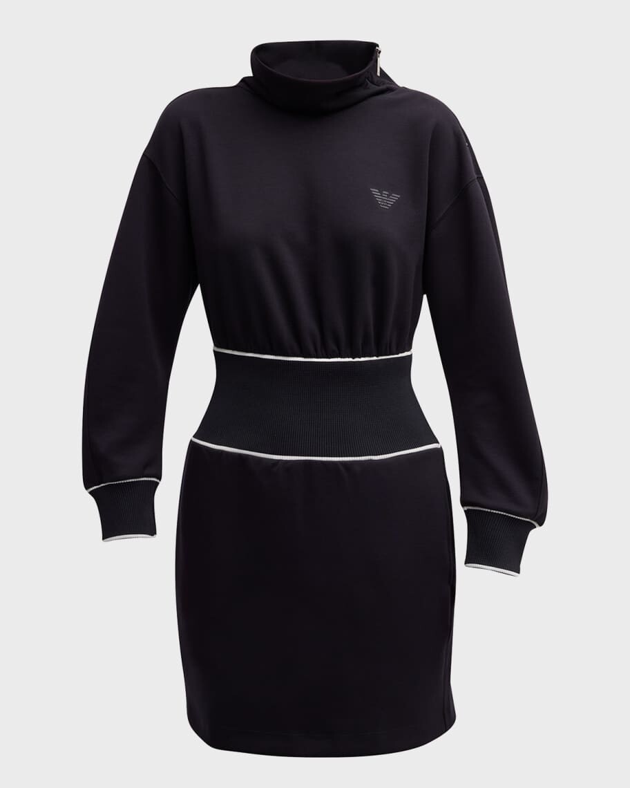 

Мини-платье из джерси с воротником-стойкой Emporio Armani