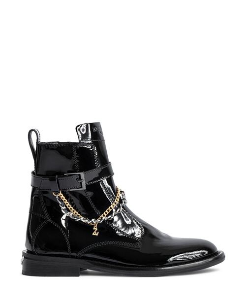 

Женская пряжка Laurene &; Ботильоны с цепочкой до щиколотки Zadig & Voltaire, цвет Black