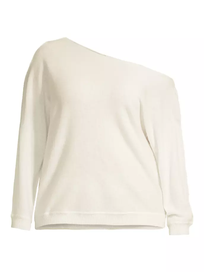 Кашемировый свитер с открытыми плечами Minnie Rose, Plus Size, белый