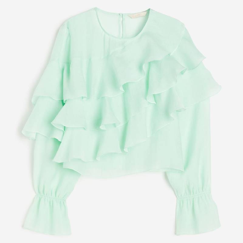 Блузка H&M Frill, светло-мятный блузка из шитья с объемными рукавами