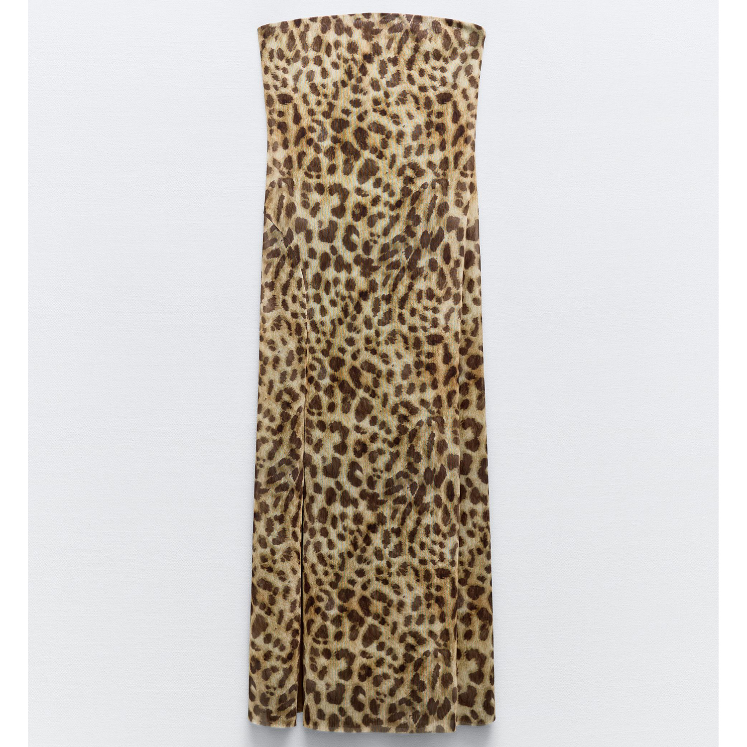 Платье Zara Printed Strapless Tulle, коричневый