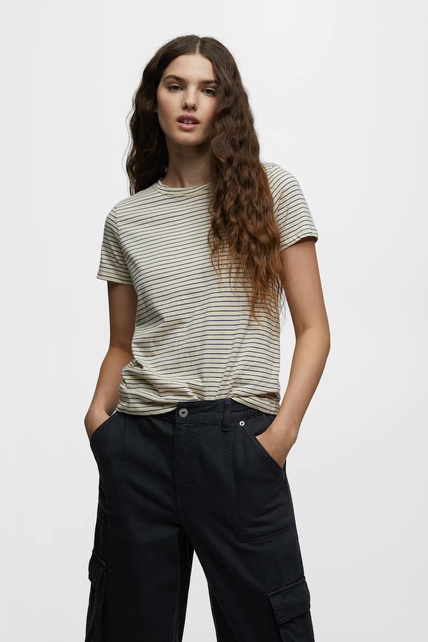 

Полосатая футболка с короткими рукавами Pull&Bear, синий