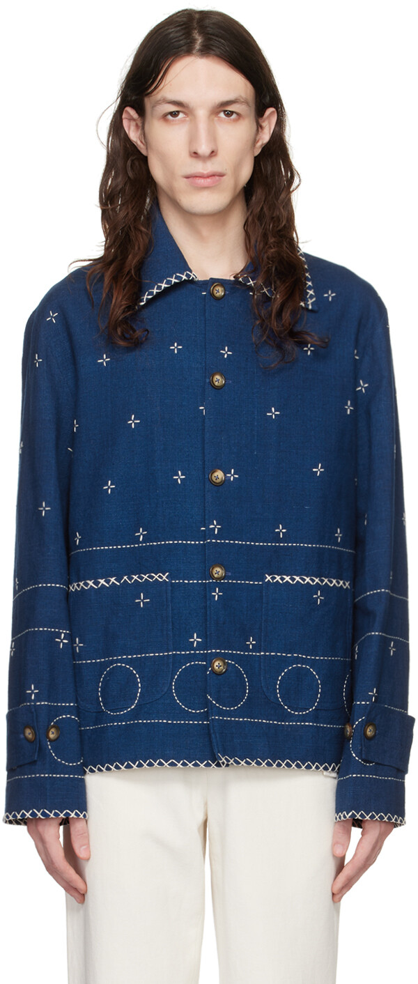 

Жакет цвета индиго Kantha HARAGO, Синий