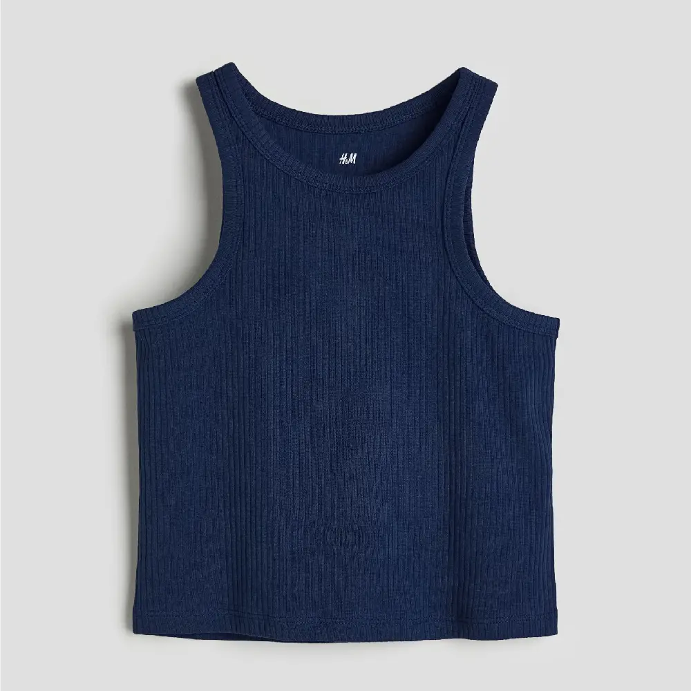 

Топ H&M Kids Ribbed Cotton Tank, темно-синий