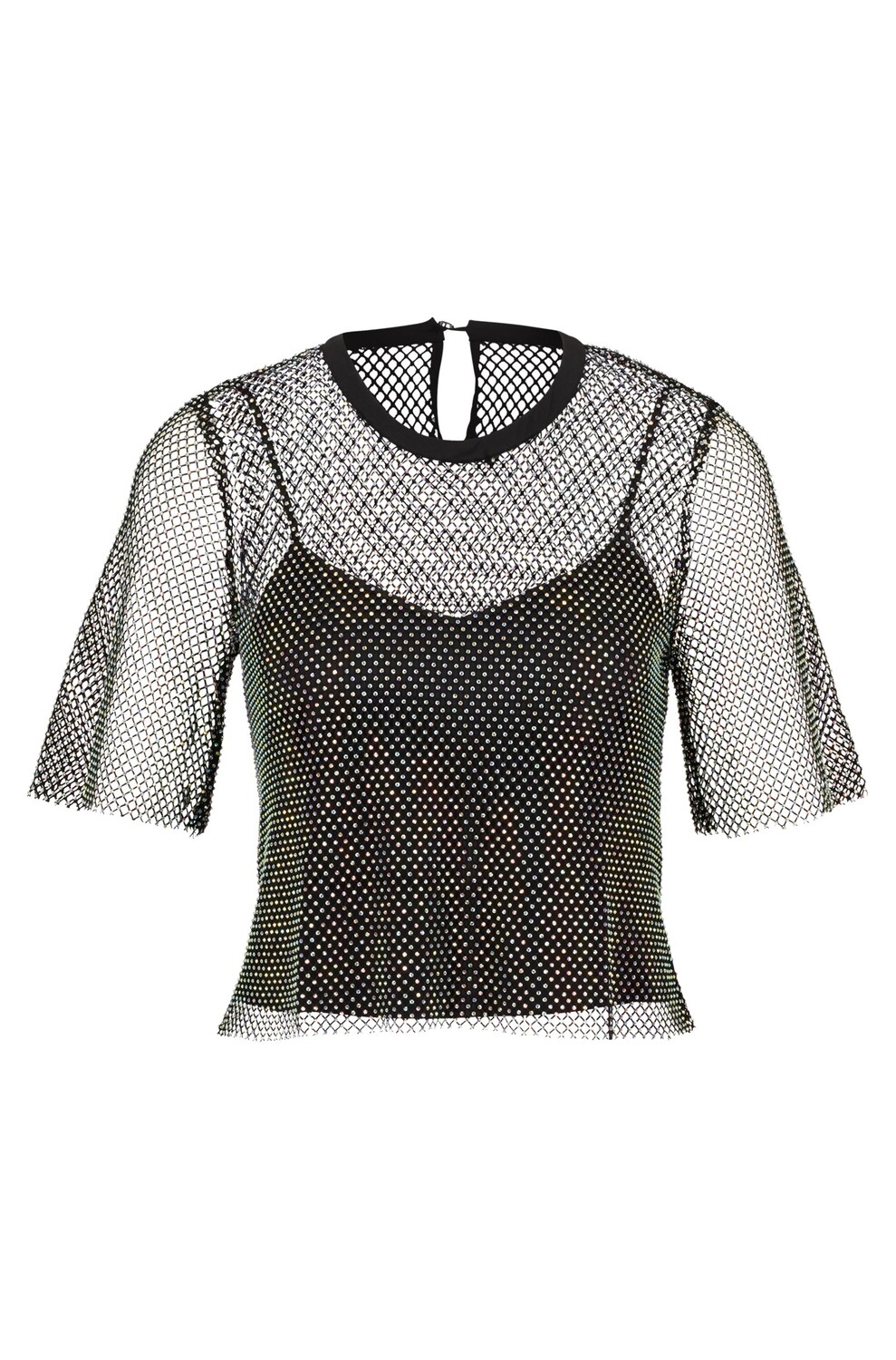 

Блузка Boss Regular-fit In Sparkling Mesh With Crystal Details, черный