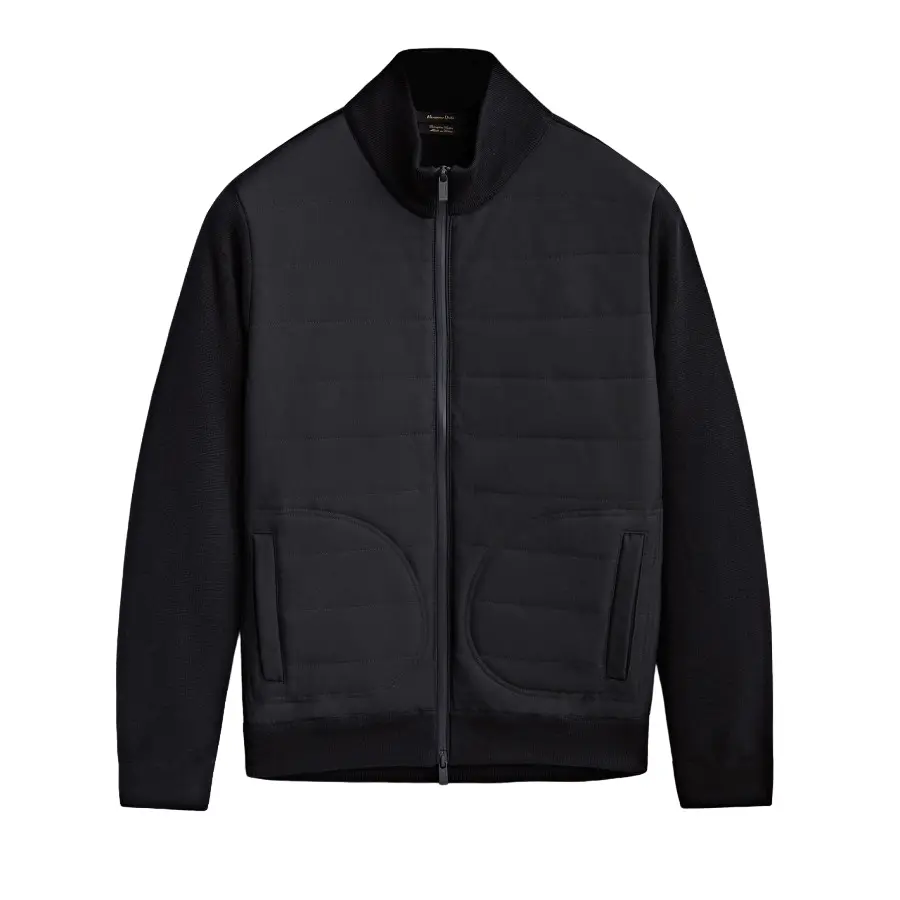 

Кардиган Massimo Dutti Contrast Quilted Fabric, темно-синий