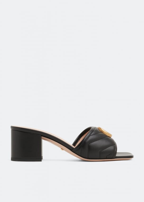 сандалии gucci platform slide sandals бежевый Сандалии GUCCI Double G slide sandals, черный