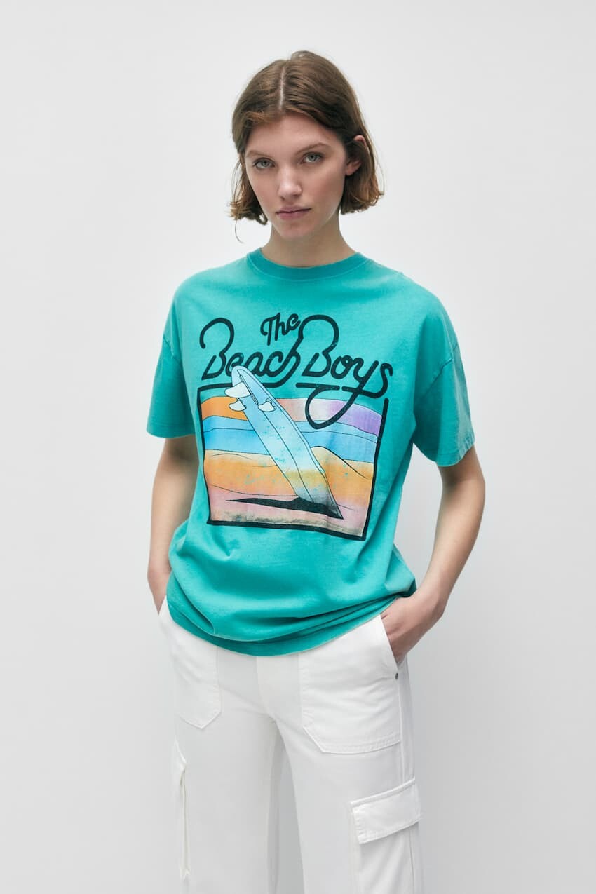 

Пляжная футболка для мальчиков Pull&Bear, бирюзовый