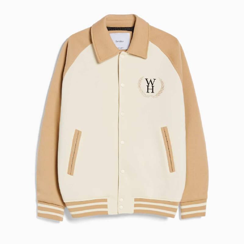 

Жакет Bershka Contrast Fabric, бежевый