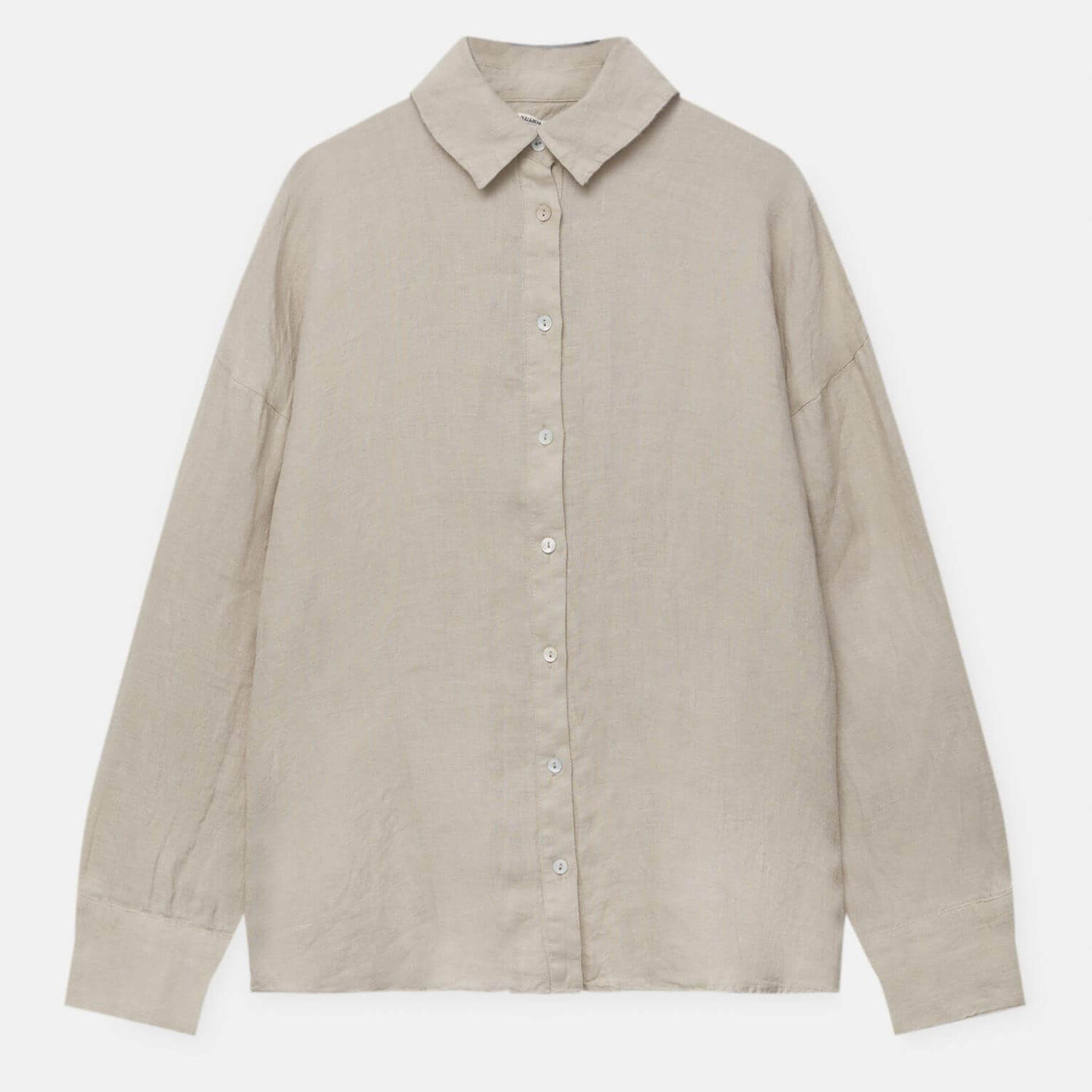 

Рубашка Pull&Bear 100% Linen With A Crossed Back, светло-бежевый